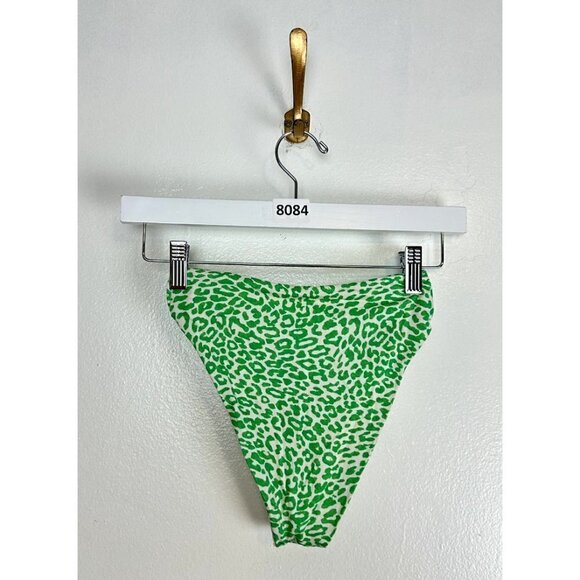 FRANKIES BIKINIS Juju Green Leopard Print High Rise Bikini Bottoms in Green XS - Picture 7 of 7